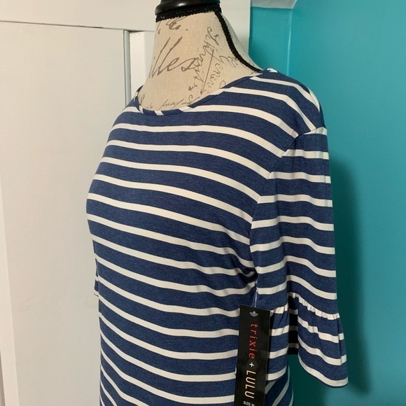 𝅺trixie + LULU Denim/Off White Striped Dress - Picture 4 of 6